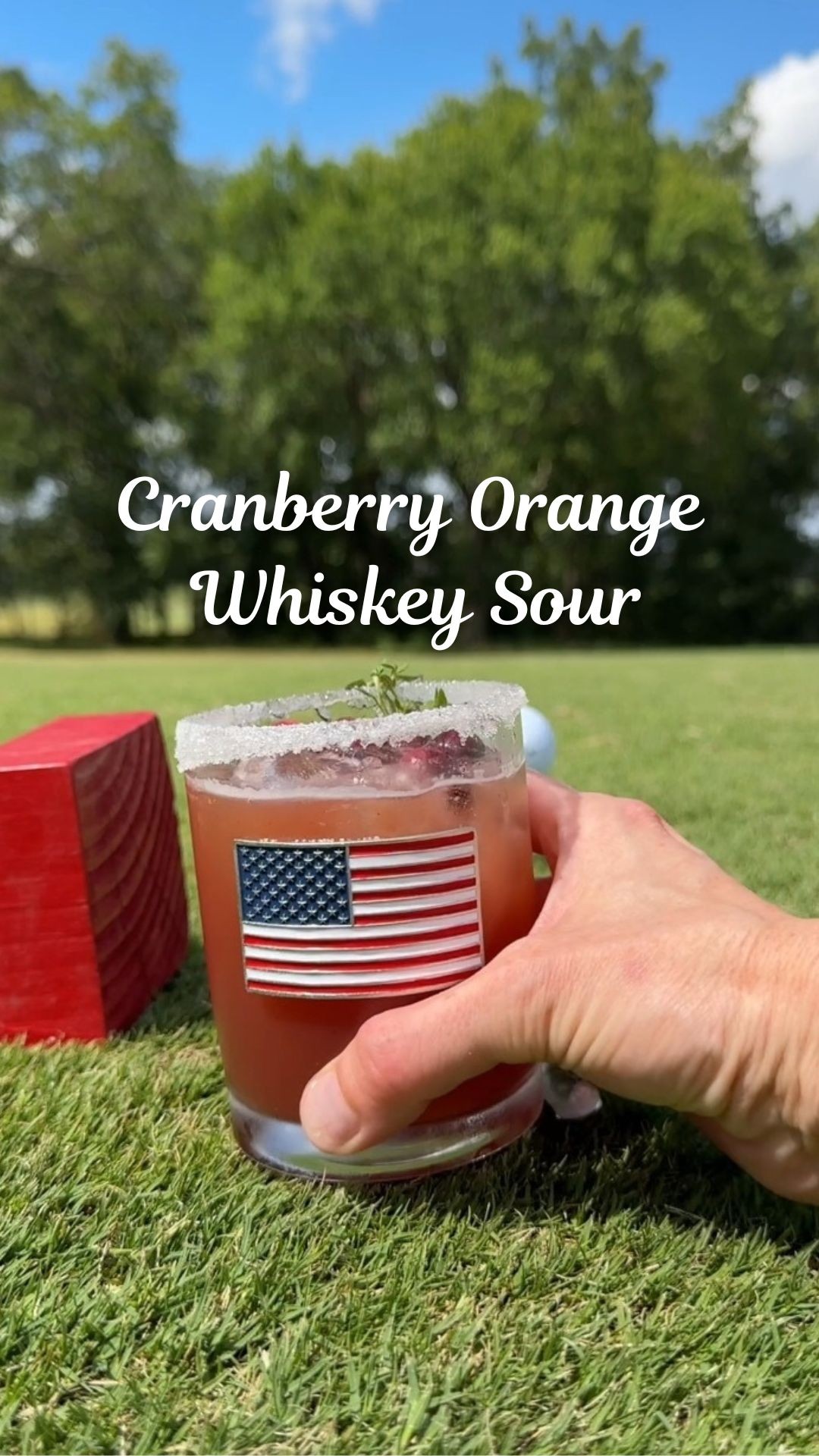 Instagram post with the caption: 'The Cranberry Orange Whiskey Sour 🥃

Ingredients:
- 3 Oz Wi...'